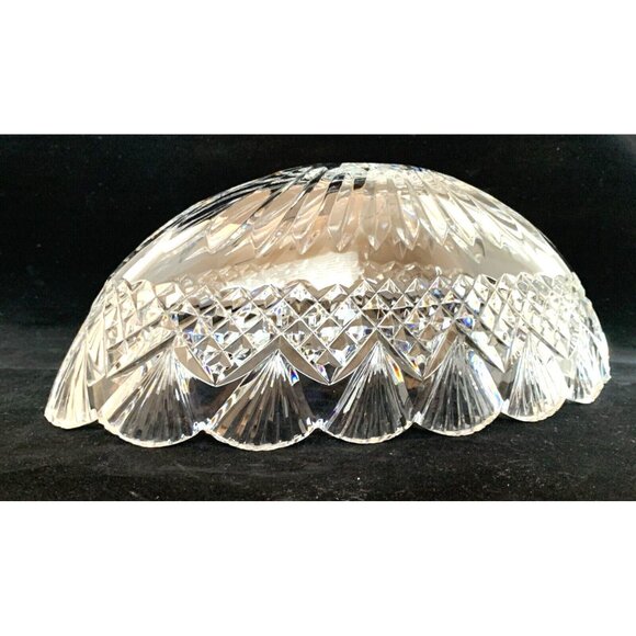 Waterford Crystal Bowl Emily Oval Scalloped Edge Diamond Cut 11" Long 5.25' Wide - Picture 7 of 9